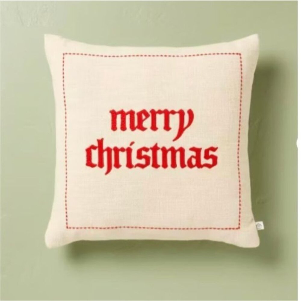 16x16 Merry Christmas Embroidered‎ Throw Pillow - Hearth & Hand Magnolia 2024